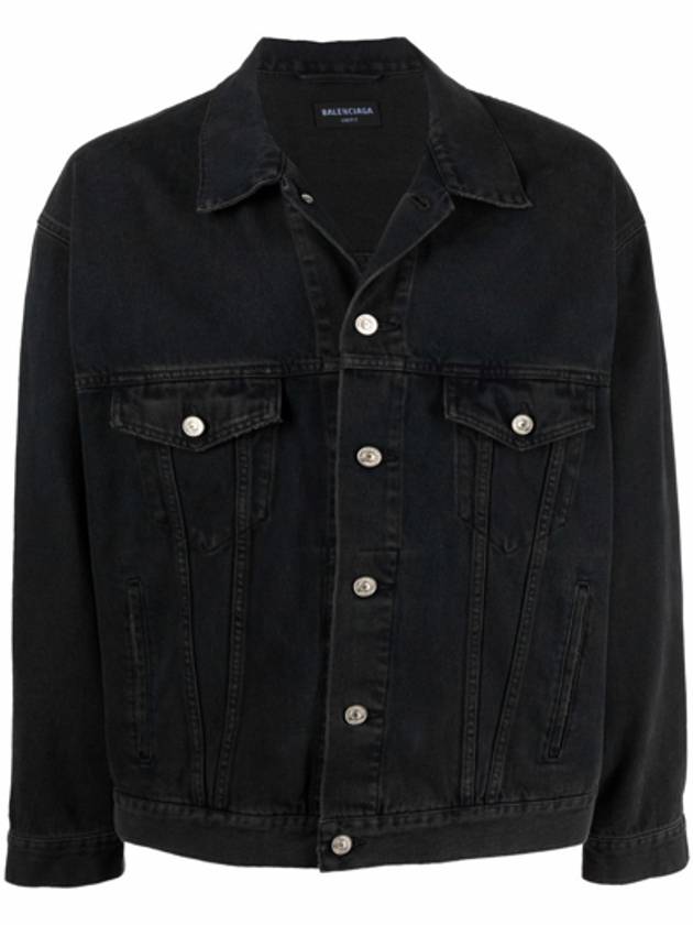 Luxury Balenciaga Political Campaign Logo Oversized Denim Jacket Black