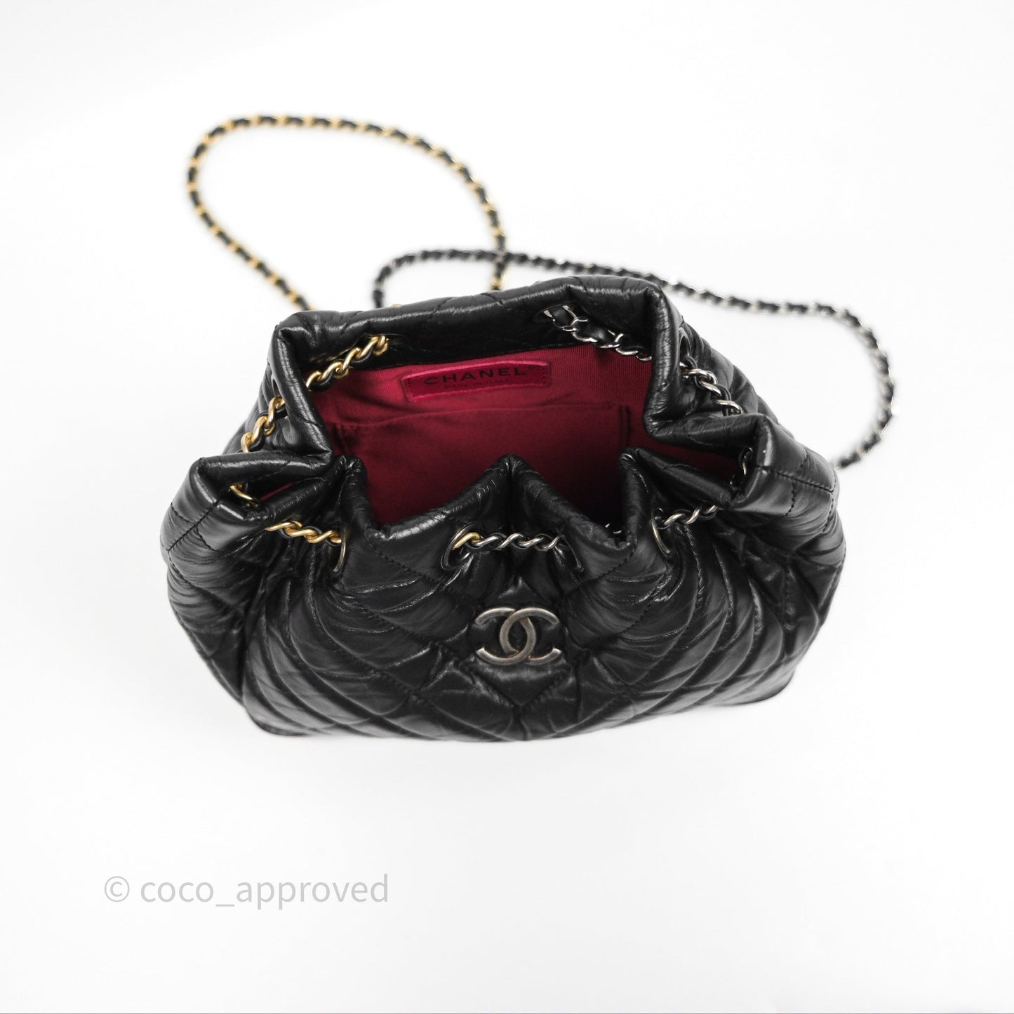 Chanel Small Chevron Gabrielle Backpack Black Aged Calfskin