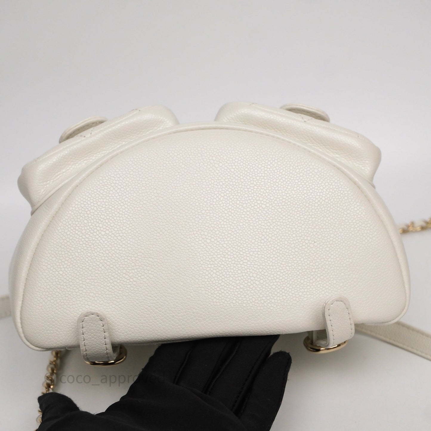 Chanel Duma Backpack Medium White Caviar Gold Hardware