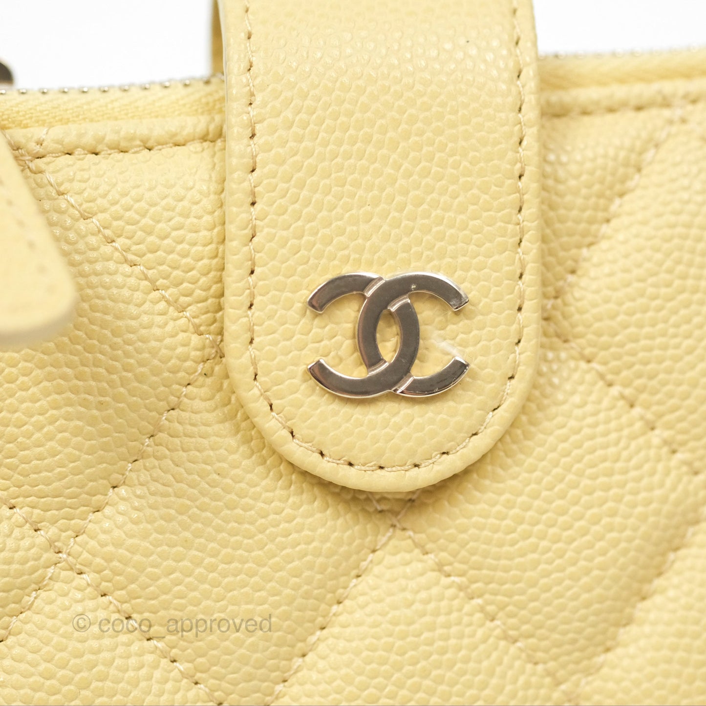 Chanel Classic Double Zip Card Case Yellow Caviar Gold Hardware