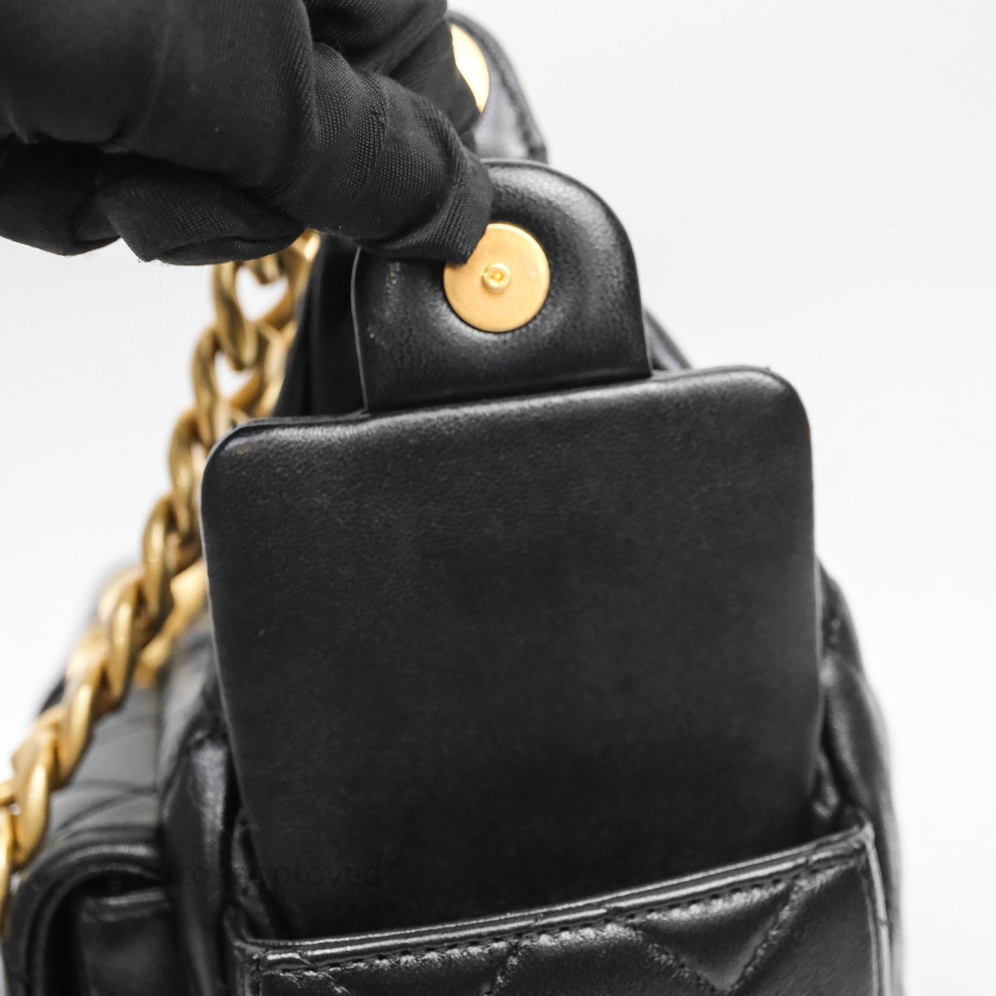 Chanel Small Quilted Trendy Double Pocket Hobo Black Lambskin Gold Hardware