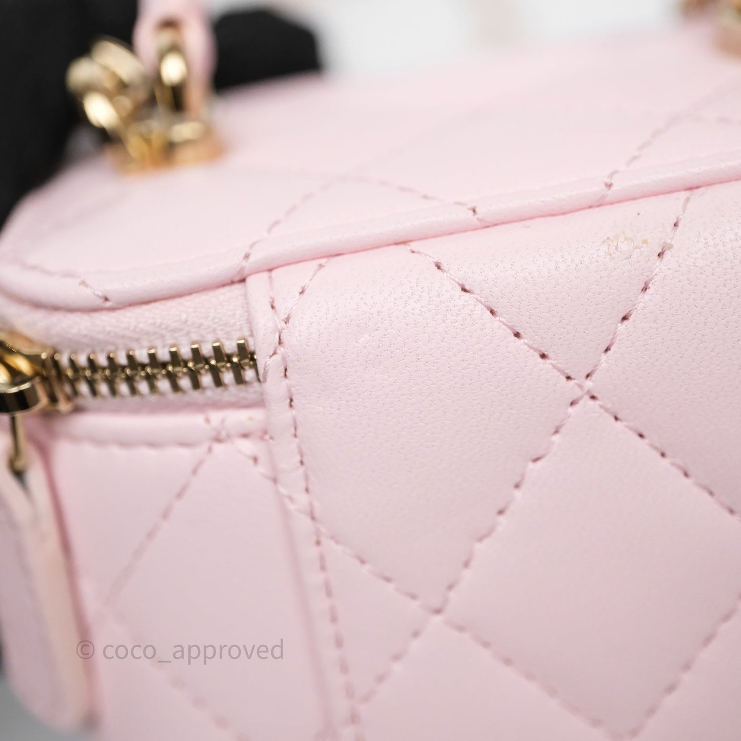 Chanel Mini Top Handle Vanity With Chain Pink Lambskin Gold Hardware