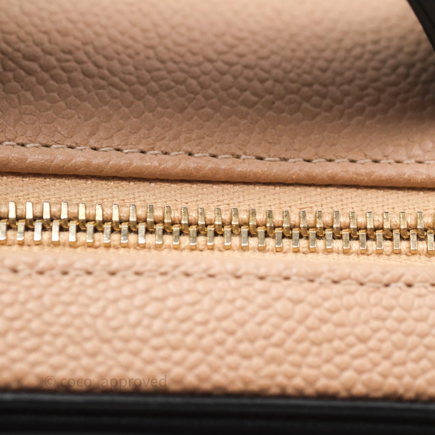 Chanel Quilted Medium CC Filigree Vanity Case Beige Caviar Gold Hardware