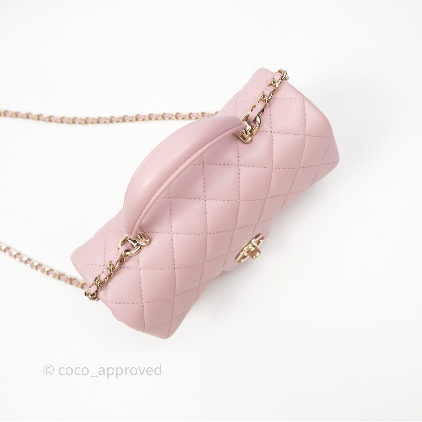 Chanel Top Handle Mini Rectangular Flap Lilac Pink Lambskin Gold Hardware