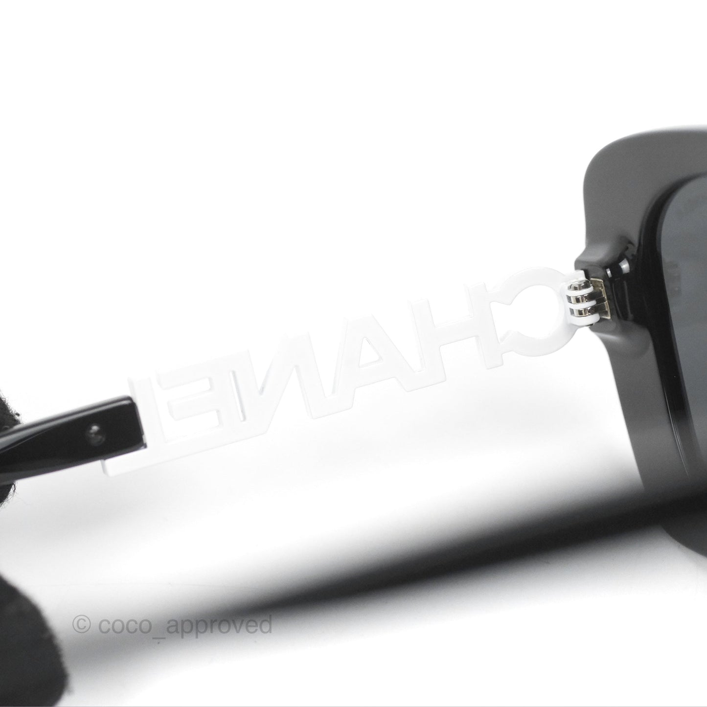 Chanel Acetate Strass Square Polarized Sunglasses Black/White