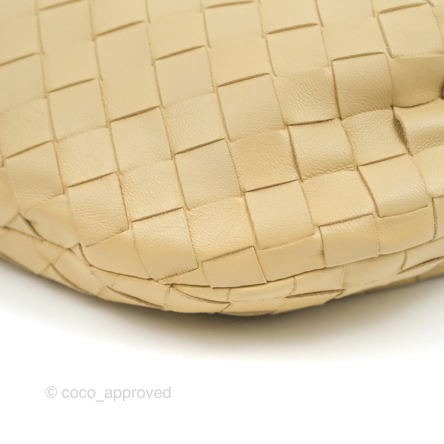 Bottega Veneta Intrecciato Mini Jodie Clutch Bag Porridge Lambskin Gold Hardware