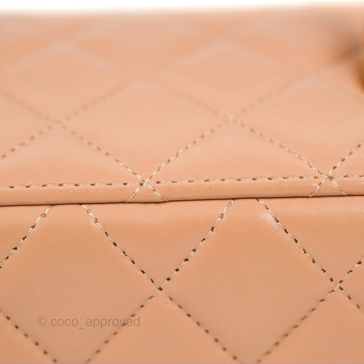 Chanel Vanity Rectangular Top Handle Beige Lambskin Gold Hardware