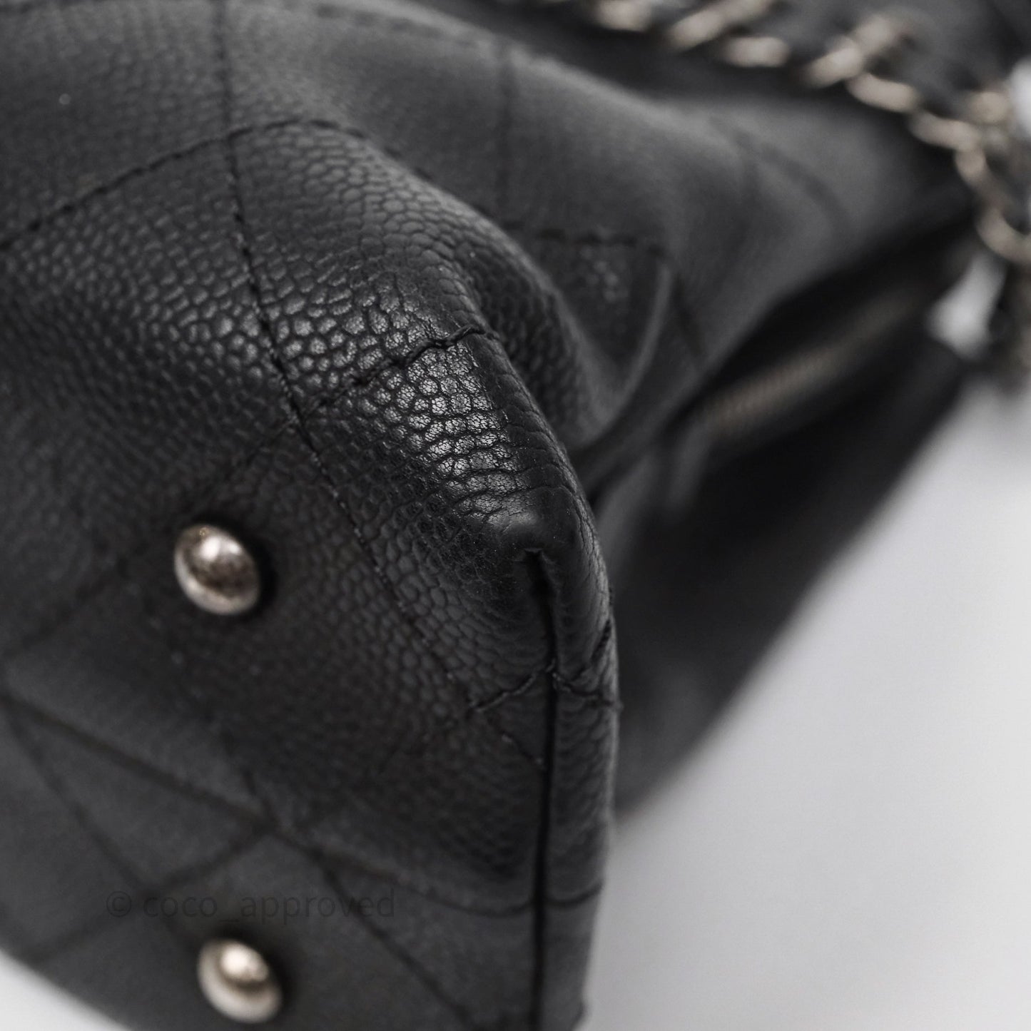 Chanel Quilted Shopping Tote Black Caviar Ruthenium Hardware