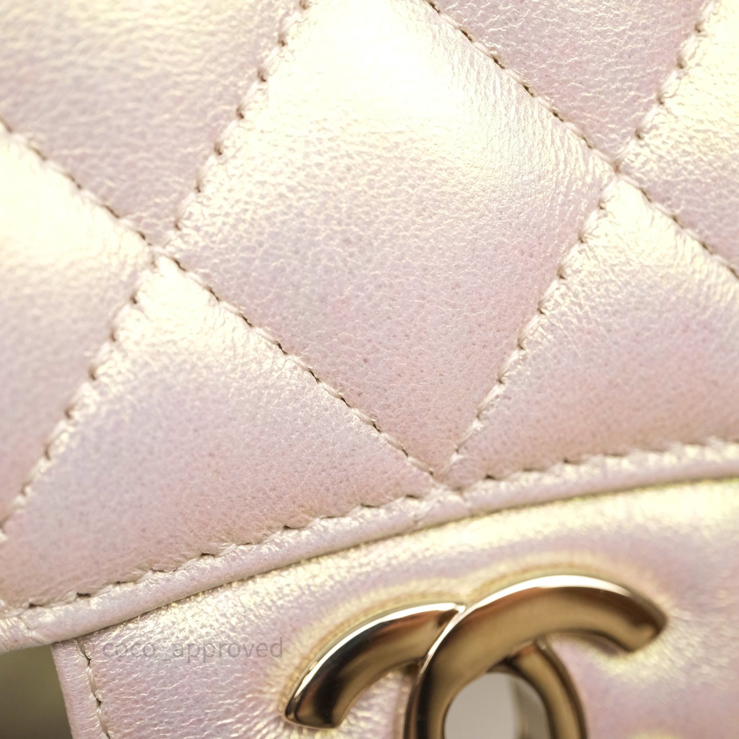 Chanel Classic Medium Double Flap Iridescent Beige Gold Hardware 21S