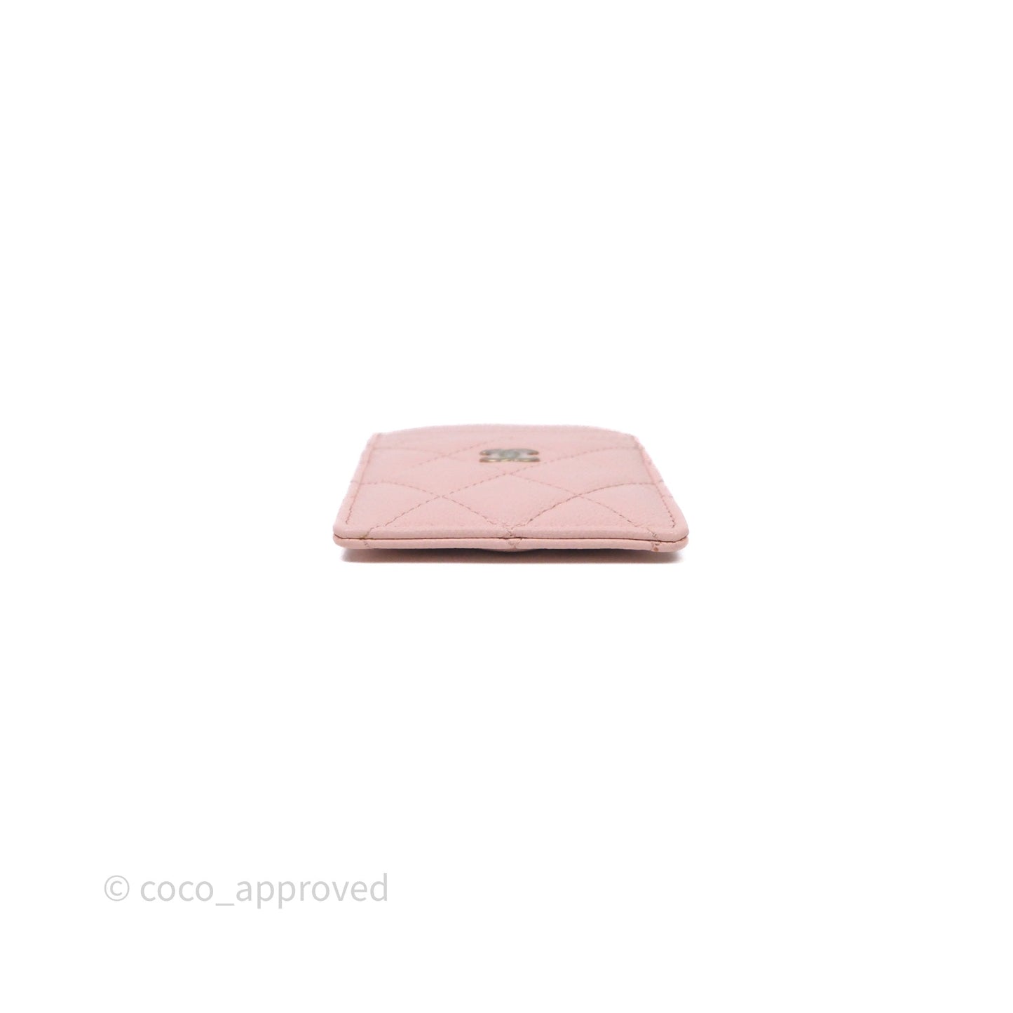 Chanel Quilted Card Holder Caviar Pink Gold Hardware