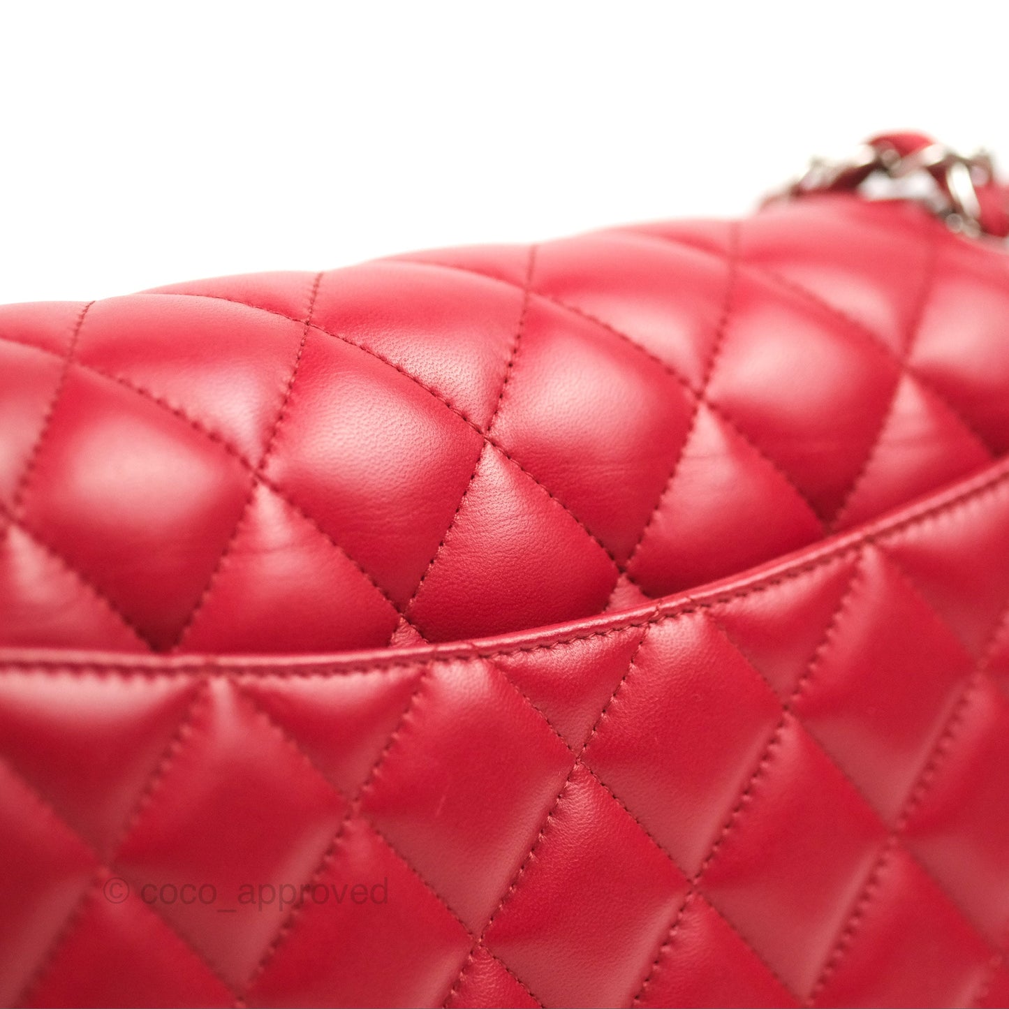 Chanel Jumbo Double Flap Red Lambskin Silver Hardware⁣⁣