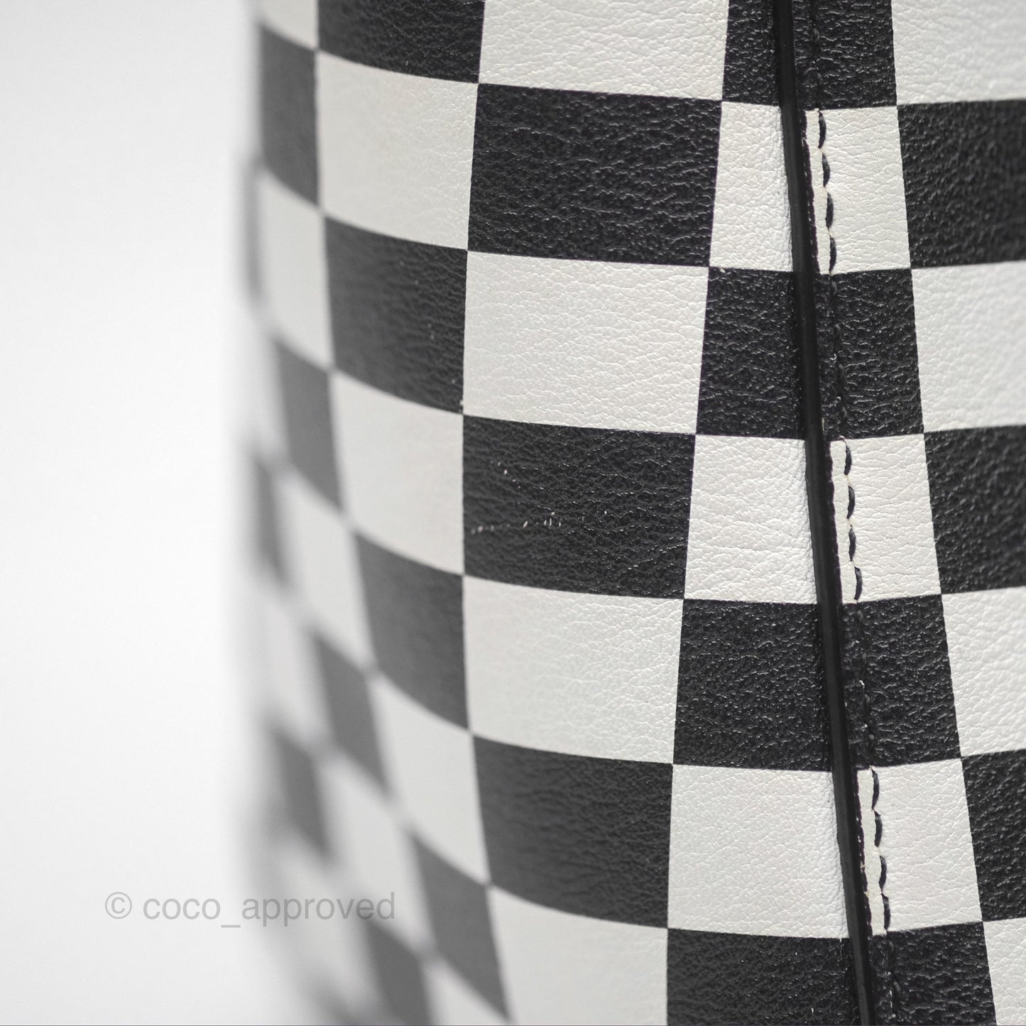 Christian Dior Medium Lady Dior Checkered Black/ White Calfskin