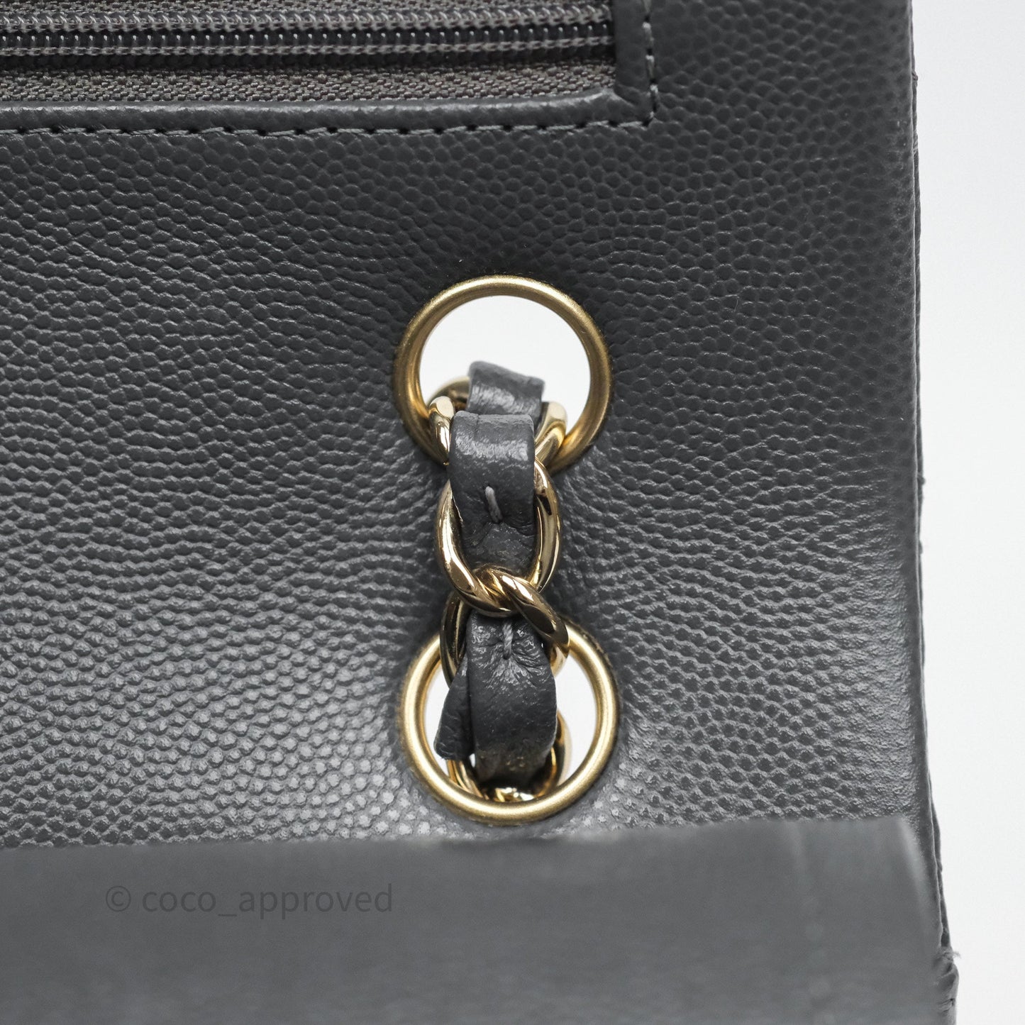 Chanel Small Classic Flap Quilted Dark Grey Caviar Gold Hardware