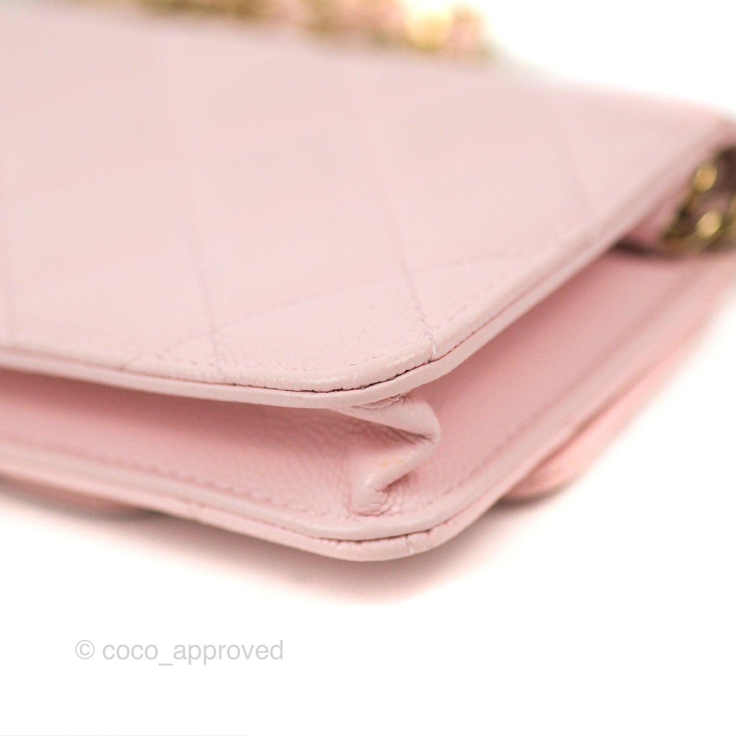 Chanel Mini Wallet With Chain Light Pink Caviar Gold Hardware