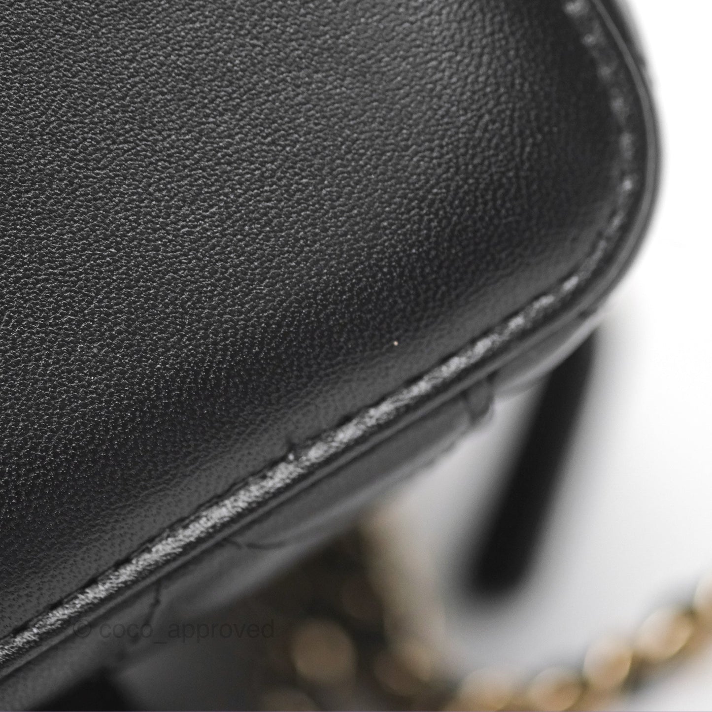 Chanel Mini Top Handle Vanity With Chain Black Lambskin Gold Hardware