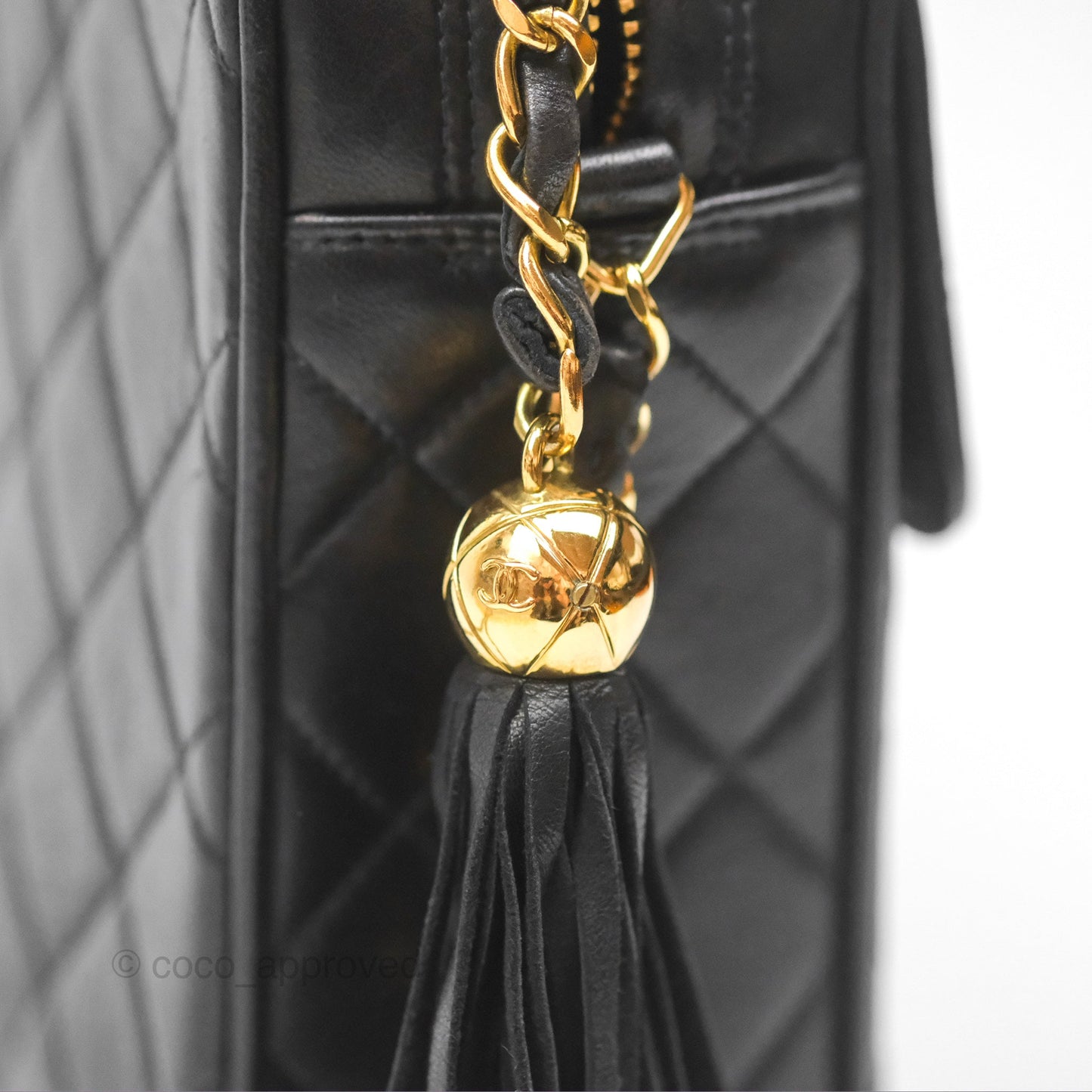 Chanel Vintage Camera Bag Black Lambskin 24K Gold Hardware
