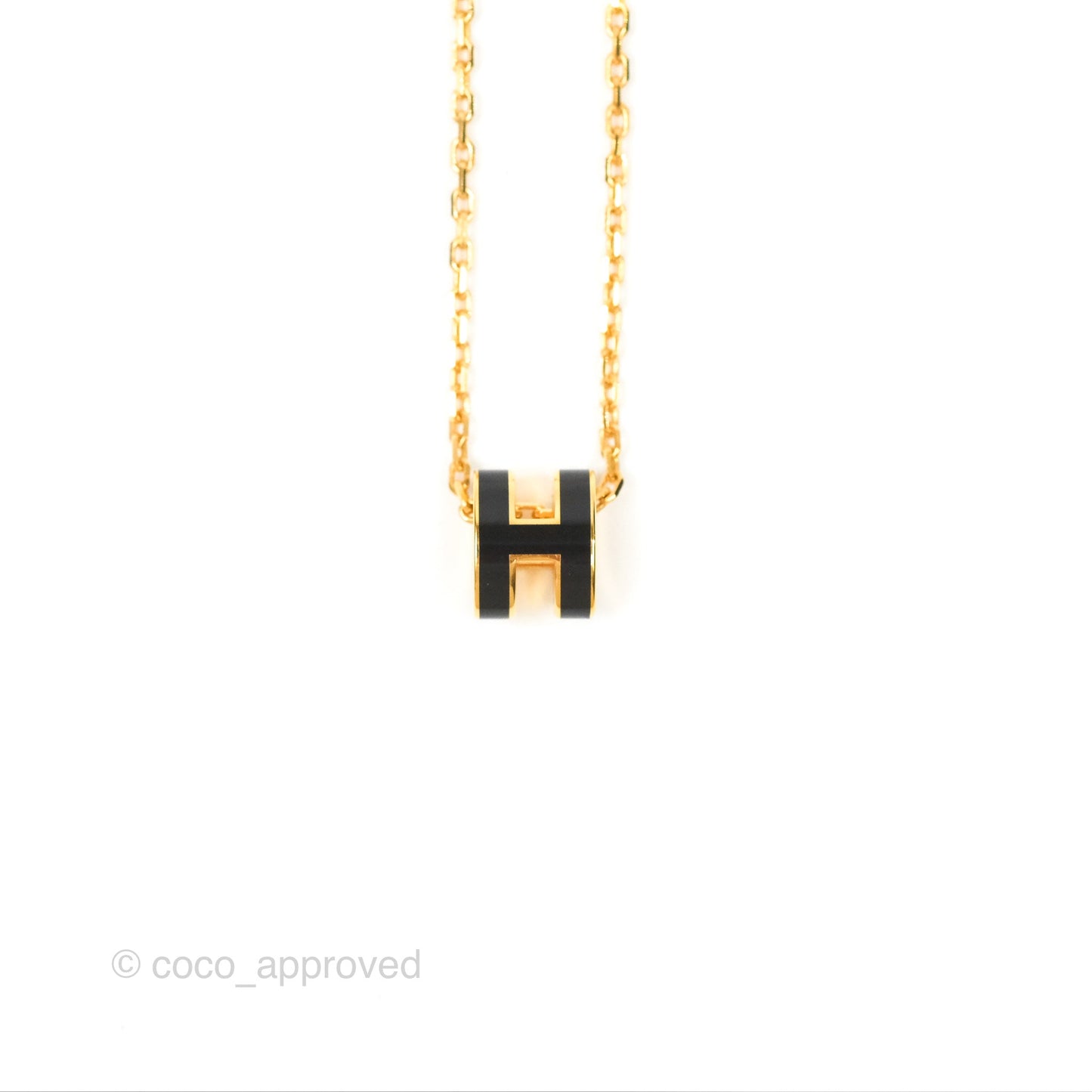 Hermès Mini Pop H Pendant Necklace Noir Gold Hardware