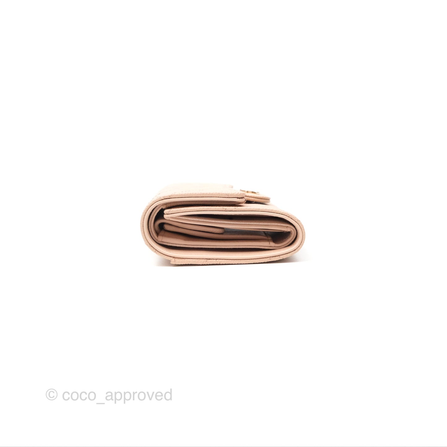 Chanel Classic Short Flap Wallet Beige Pink Caviar Gold Hardware