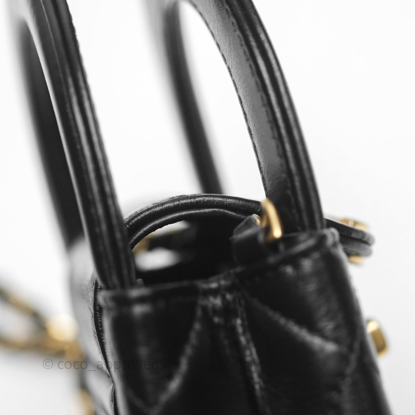 Chanel Mini Nano Kelly Bag Black Shiny Calfskin Aged Gold Hardware