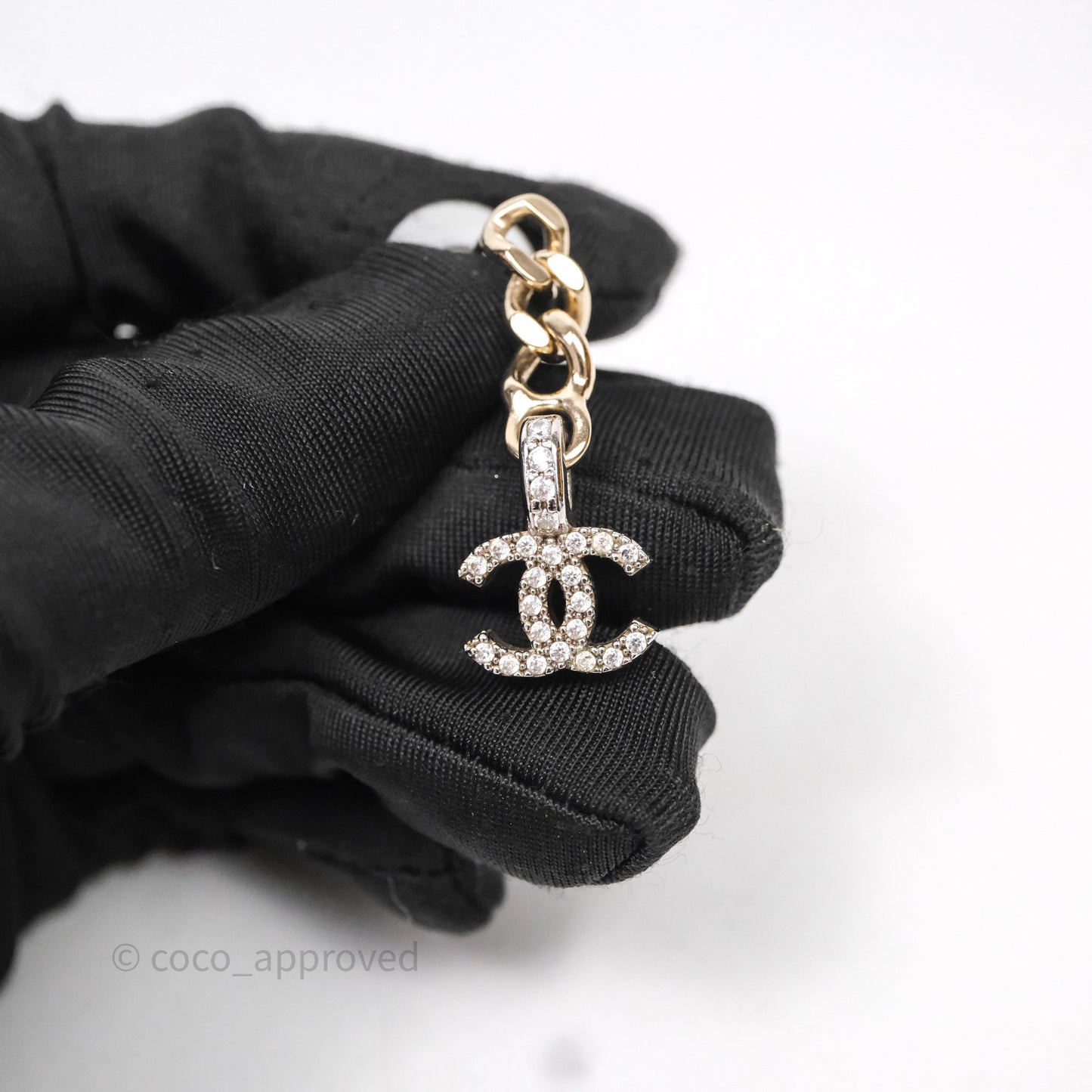 Chanel CC Crystal Drop Earrings Gold Tone 22S