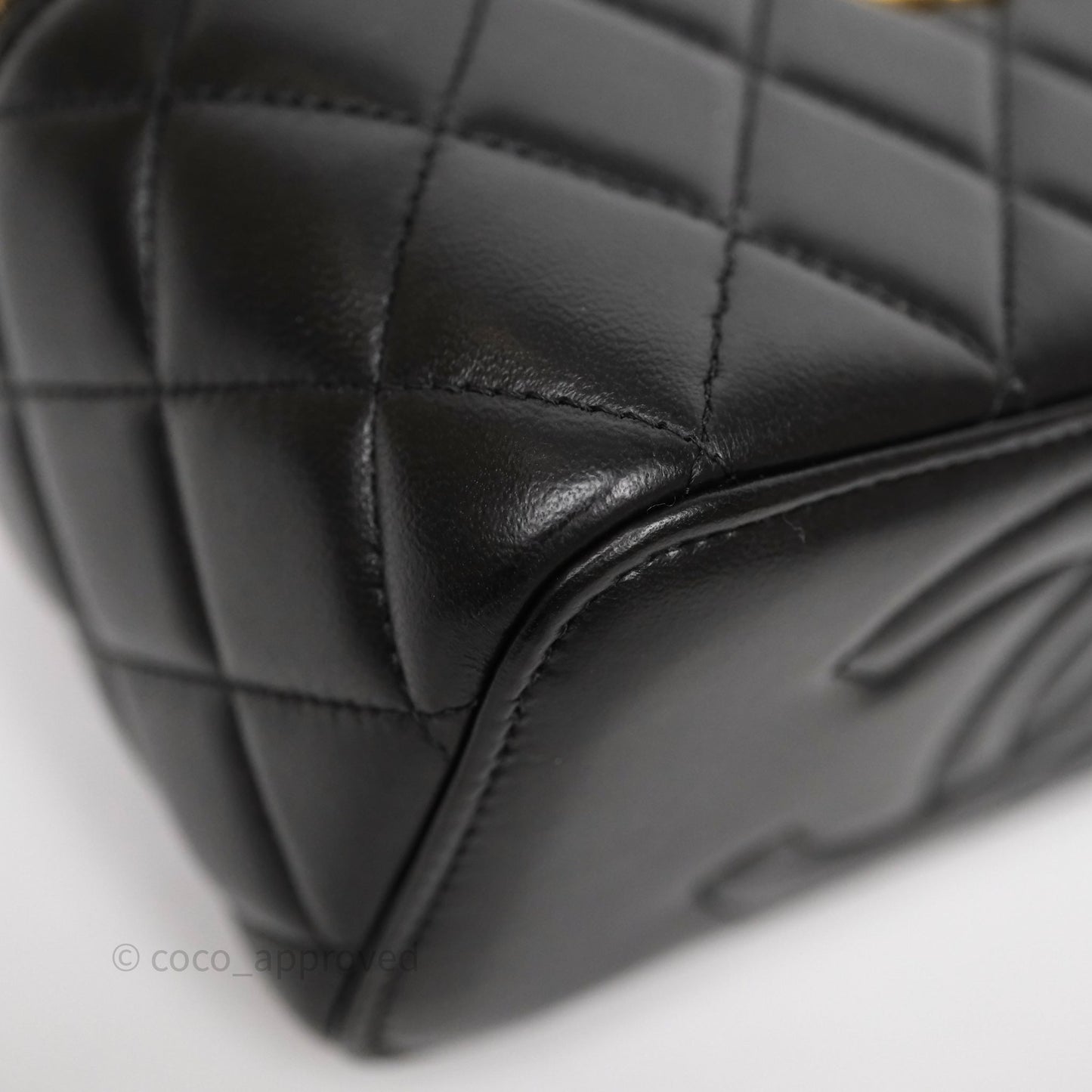 Chanel Top Handle Vanity Rectangular Black Lambskin Aged Gold Hardware