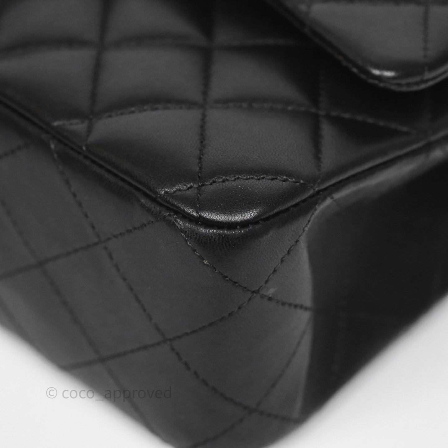 Chanel Classic M/L Medium Flap Quilted Black Lambskin Silver Hardware