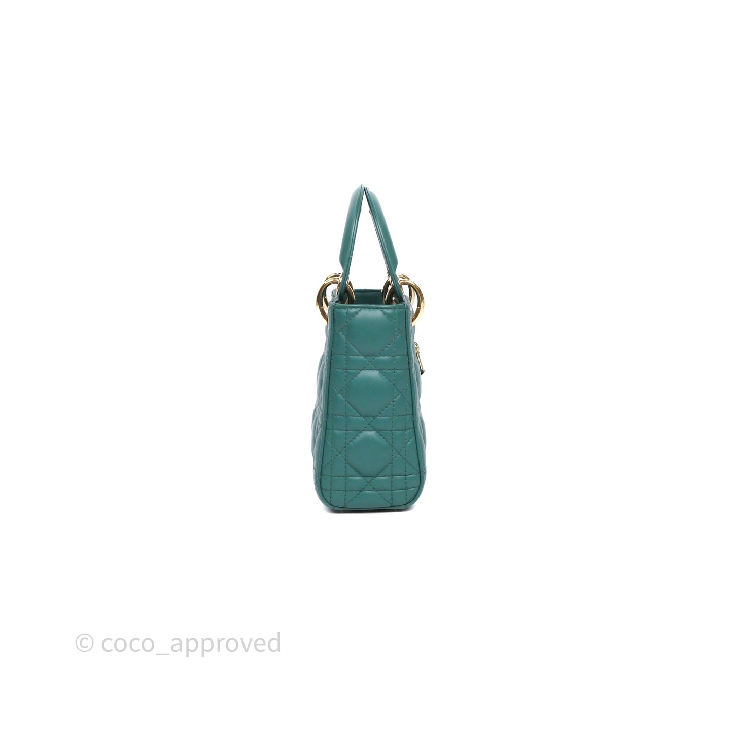 Christian Dior Mini Lady Dior Cannage Green Lambskin Gold Hardware