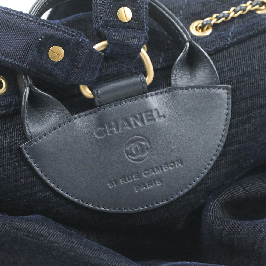 Chanel Parisian Stroll Backpack Wool Velvet Navy