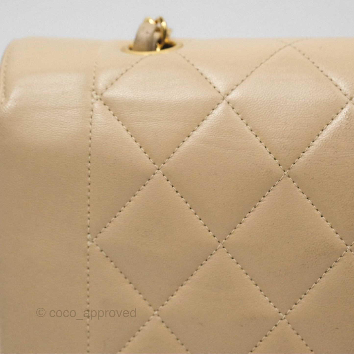 Chanel Vintage Small Quilted Classic Diana Flap Bag Beige Lambskin 24K Gold Hardware