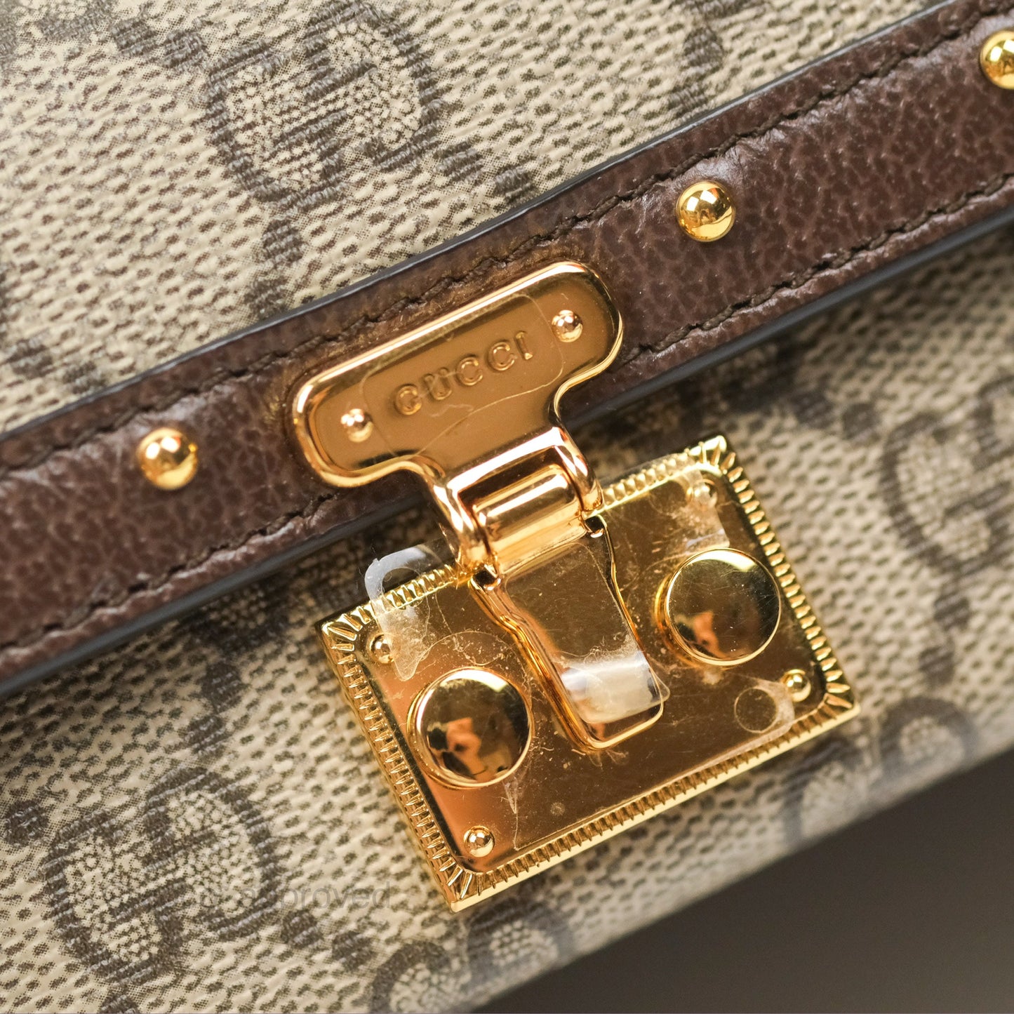 Gucci Gucci Brown/Beige GG Supreme Canvas and Leather Mini Trunk Bag