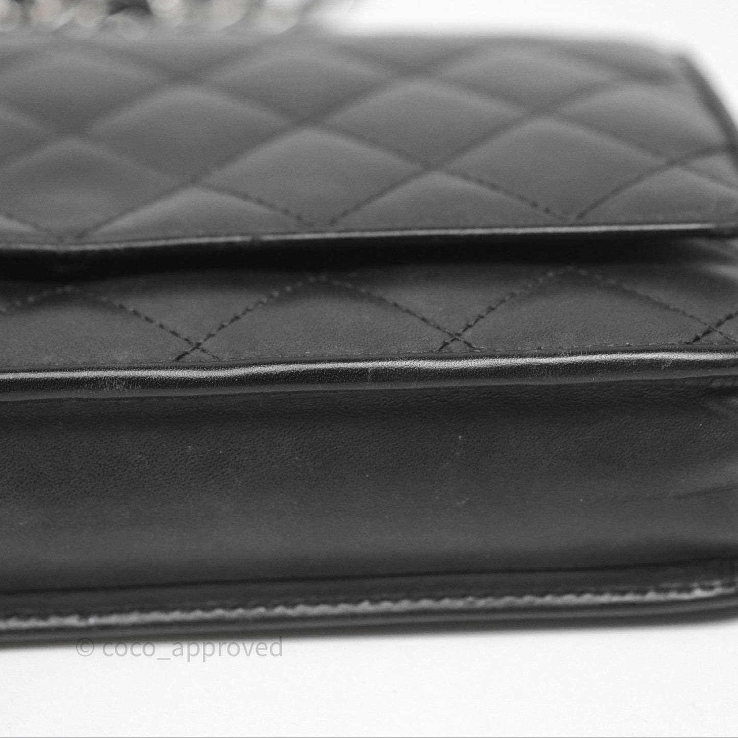 Chanel Quilted Wallet on Chain WOC Cambon Black Calfskin Silver Hardware