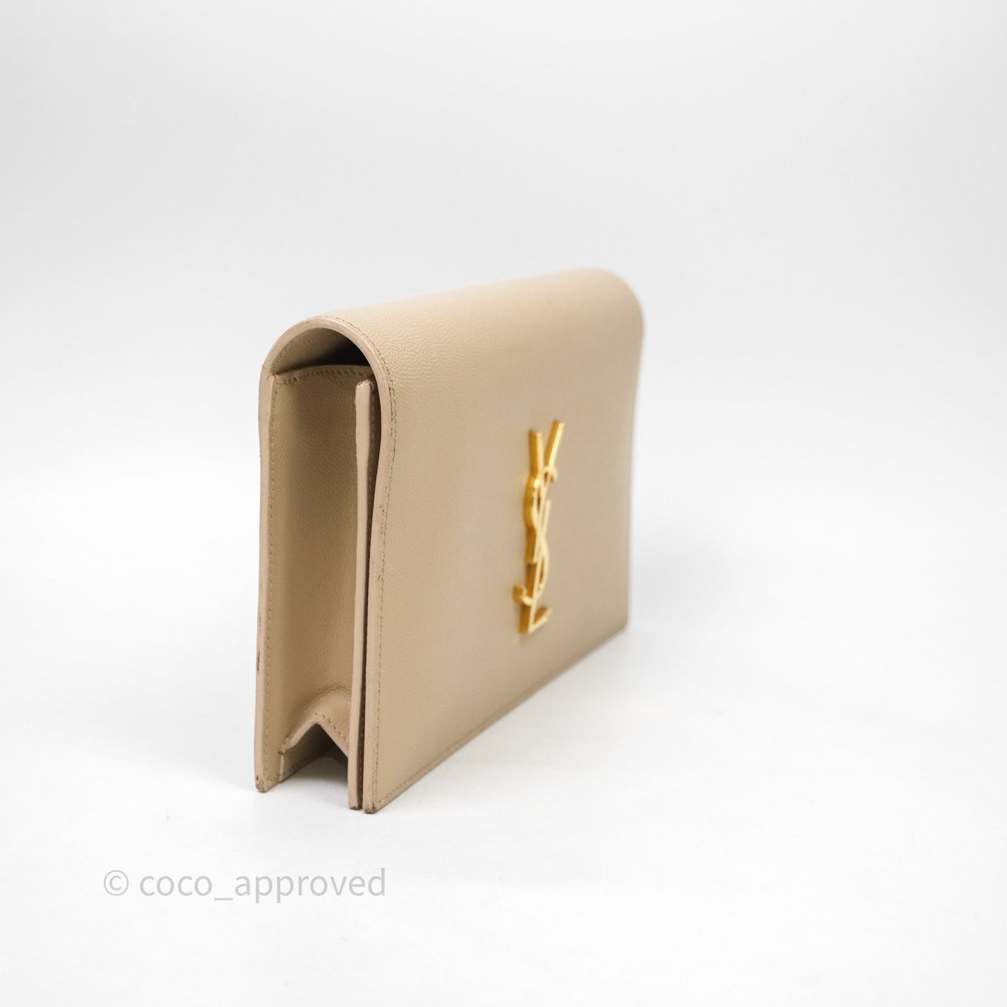 Saint Laurent Kate Clutch Monogram Beige Grain De Poudre Gold Hardware