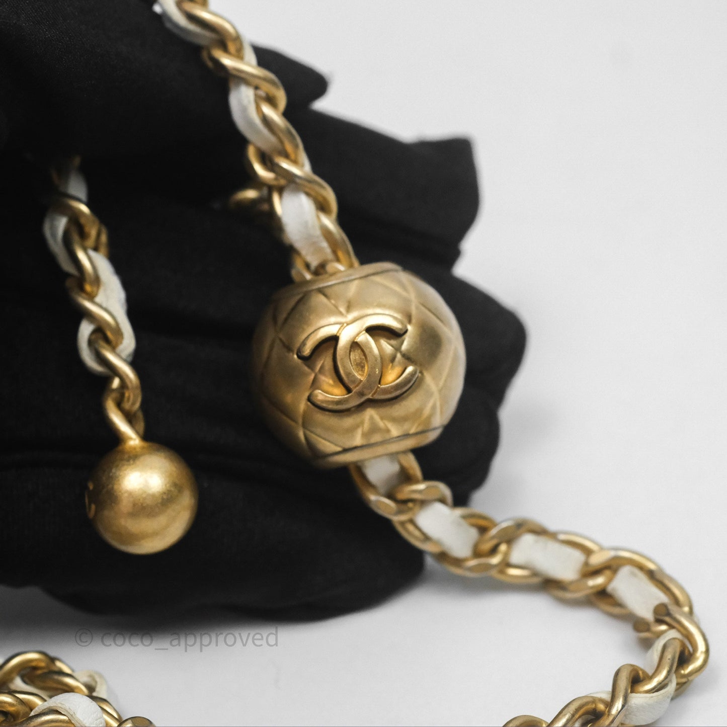 Chanel Mini Pearl Crush Vanity With Chain Ivory White Aged Gold Hardware