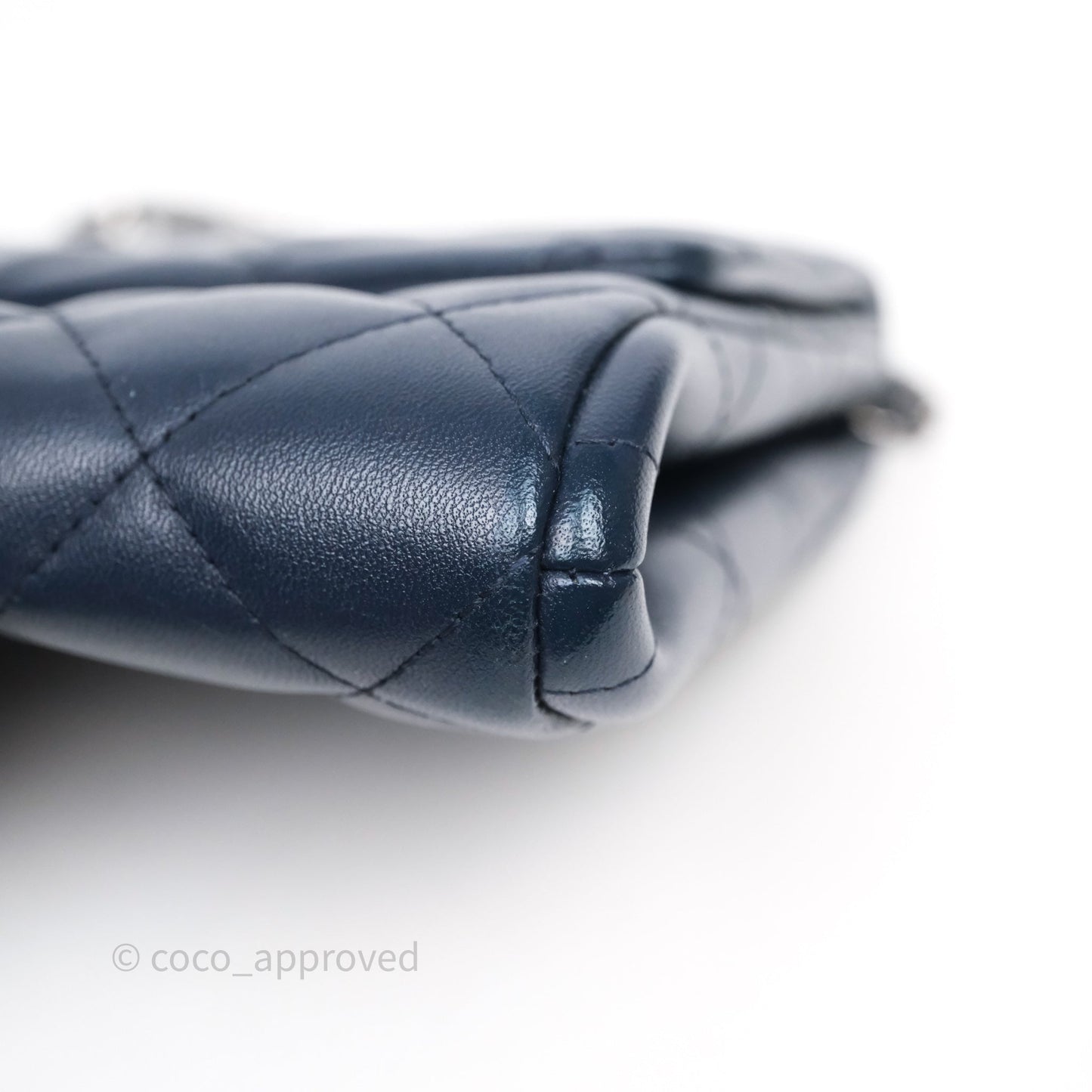 Chanel Quilted Clutch with Chain Lambskin Navy Gun Metal Hardware