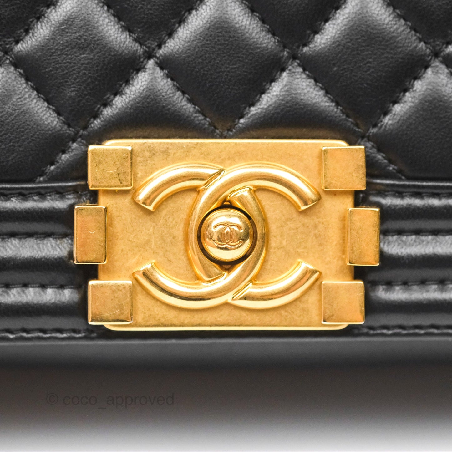 Chanel Small Boy Quilted Black Calfskin Gold Hardware