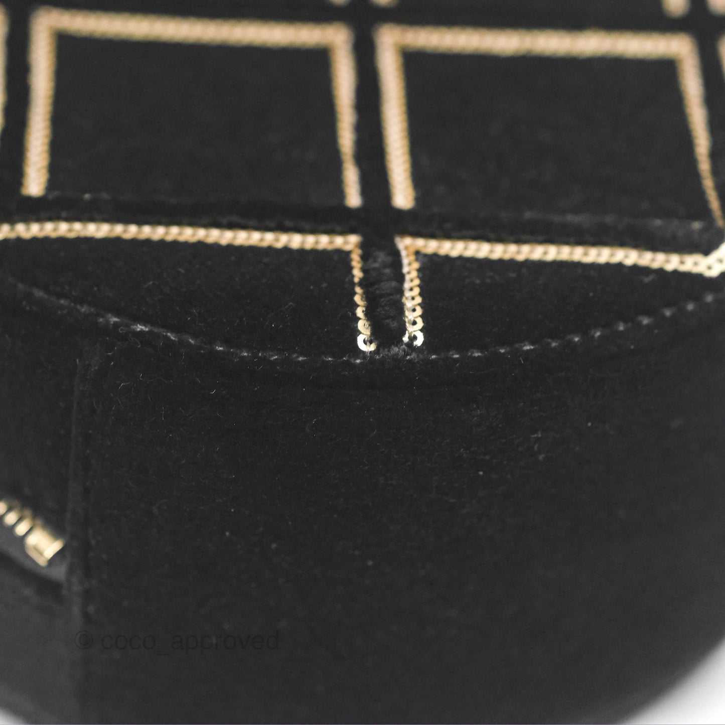 Chanel Quilted Round Clutch With Chain Black Velvet Gold Hardware