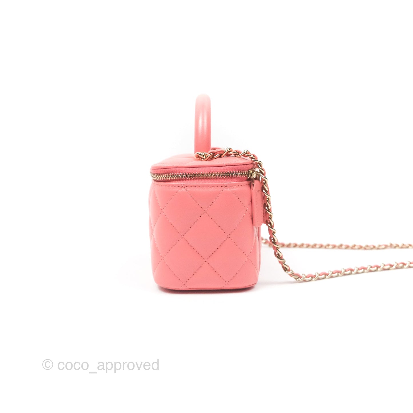 Chanel Vanity Rectangular Top Handle Pink Lambskin Gold Hardware
