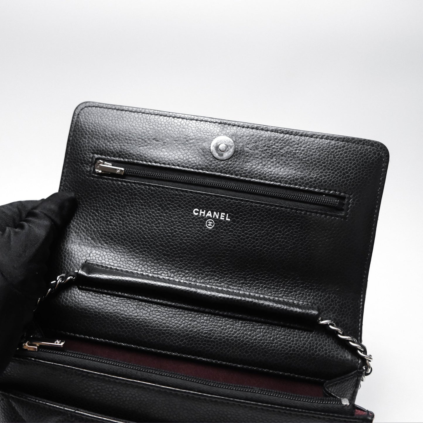 Chanel Quilted WOC Black Caviar Silver Hardware