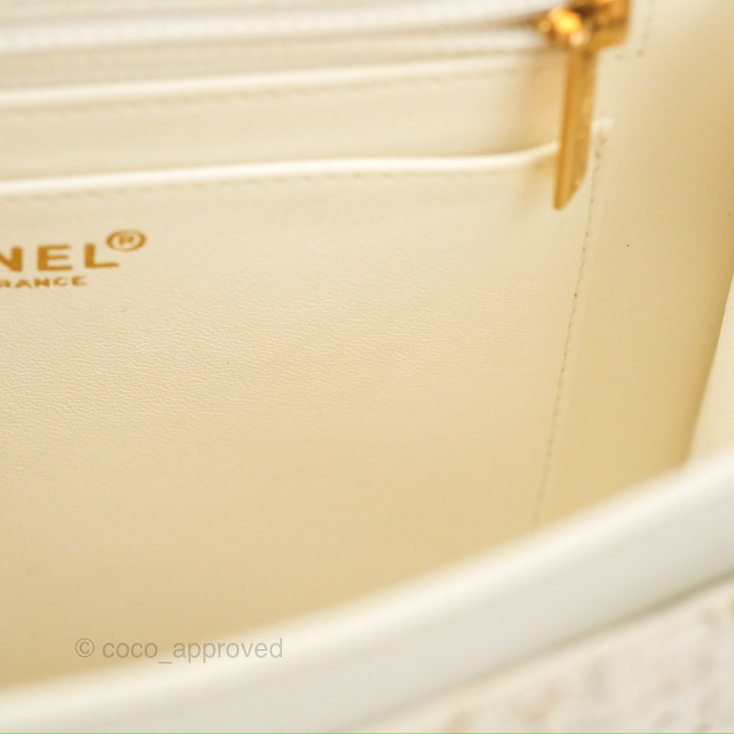 Chanel Small Tweed Flap Bag White Aged Gold Hardware