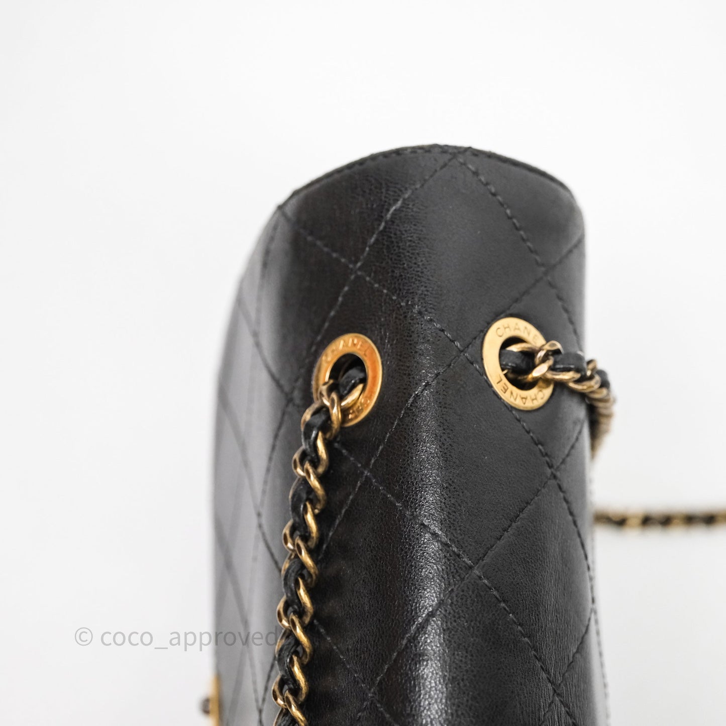 Chanel Quilted Flap Bag Black Calfskin Aged Gold Hardware