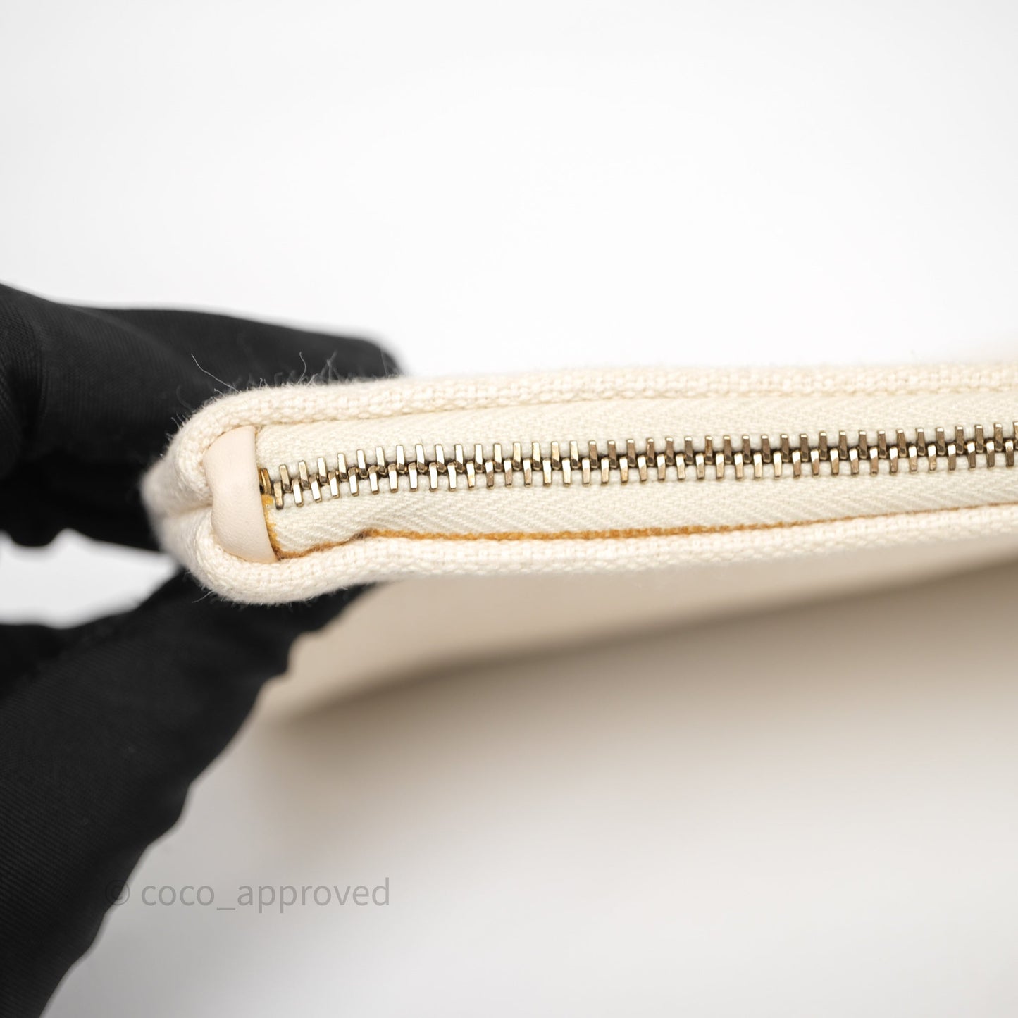 Chanel New Small Deauville Cream Ivory Canvas Light Gold Hardware