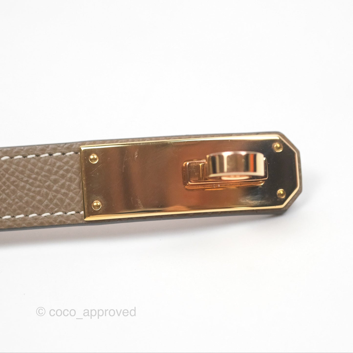 Hermès Epsom Kelly Buckle Belt Etoupe 18 Rose Gold Hardware