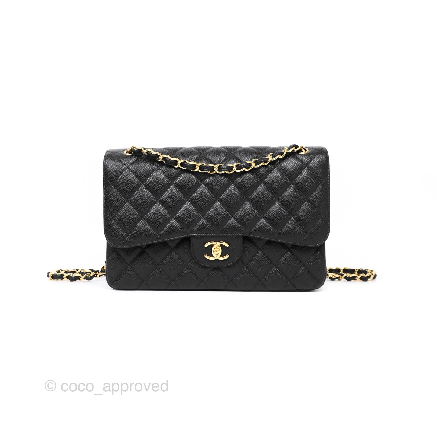 Chanel Jumbo Double Flap Black Caviar Gold Hardware⁣⁣