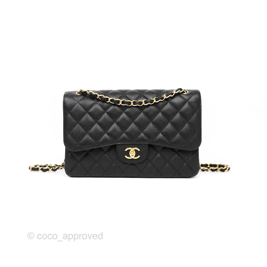 Chanel Jumbo Double Flap Black Caviar Gold Hardware⁣⁣