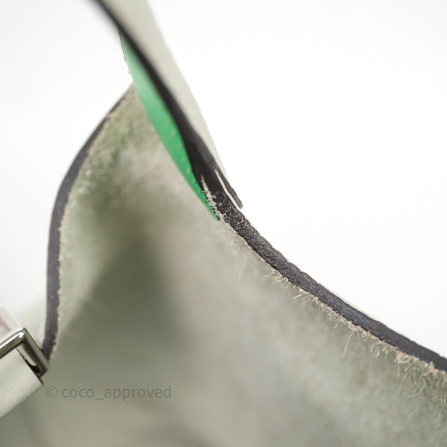 Hermes Picotin 18 Gris Neve/Vert 0V Comics Clemence Palladium Hardware