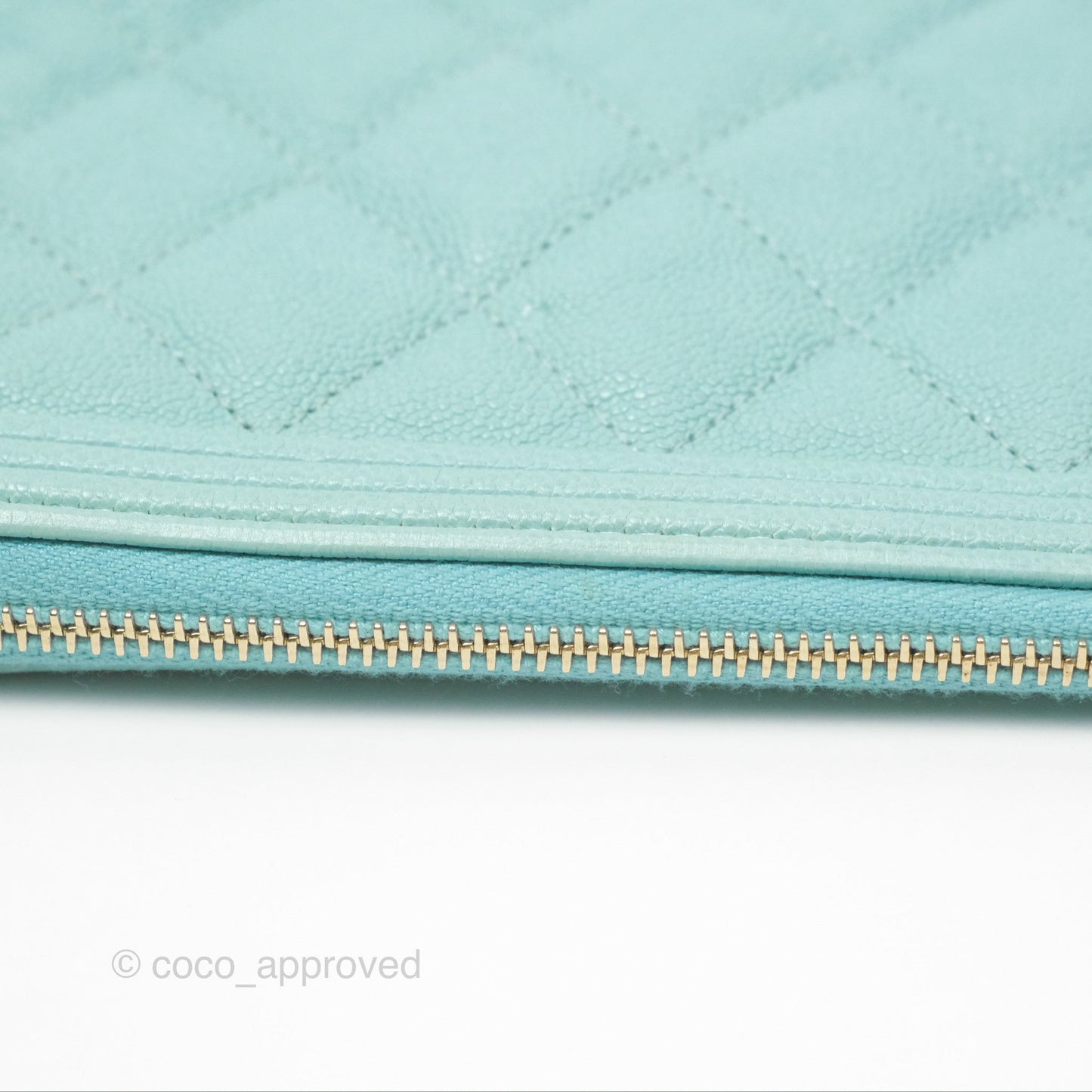 Chanel Medium O Case Boy Tiffany Blue Caviar Gold Hardware