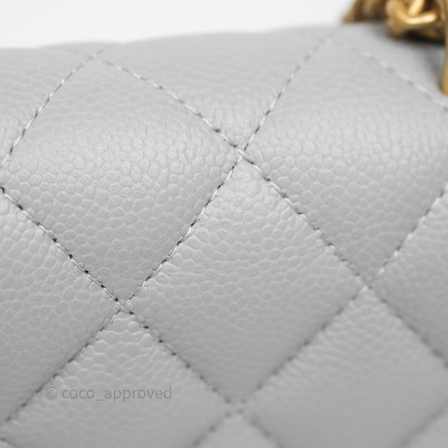 Chanel Heart Adjustable Chain WOC Grey Caviar Aged Gold Hardware