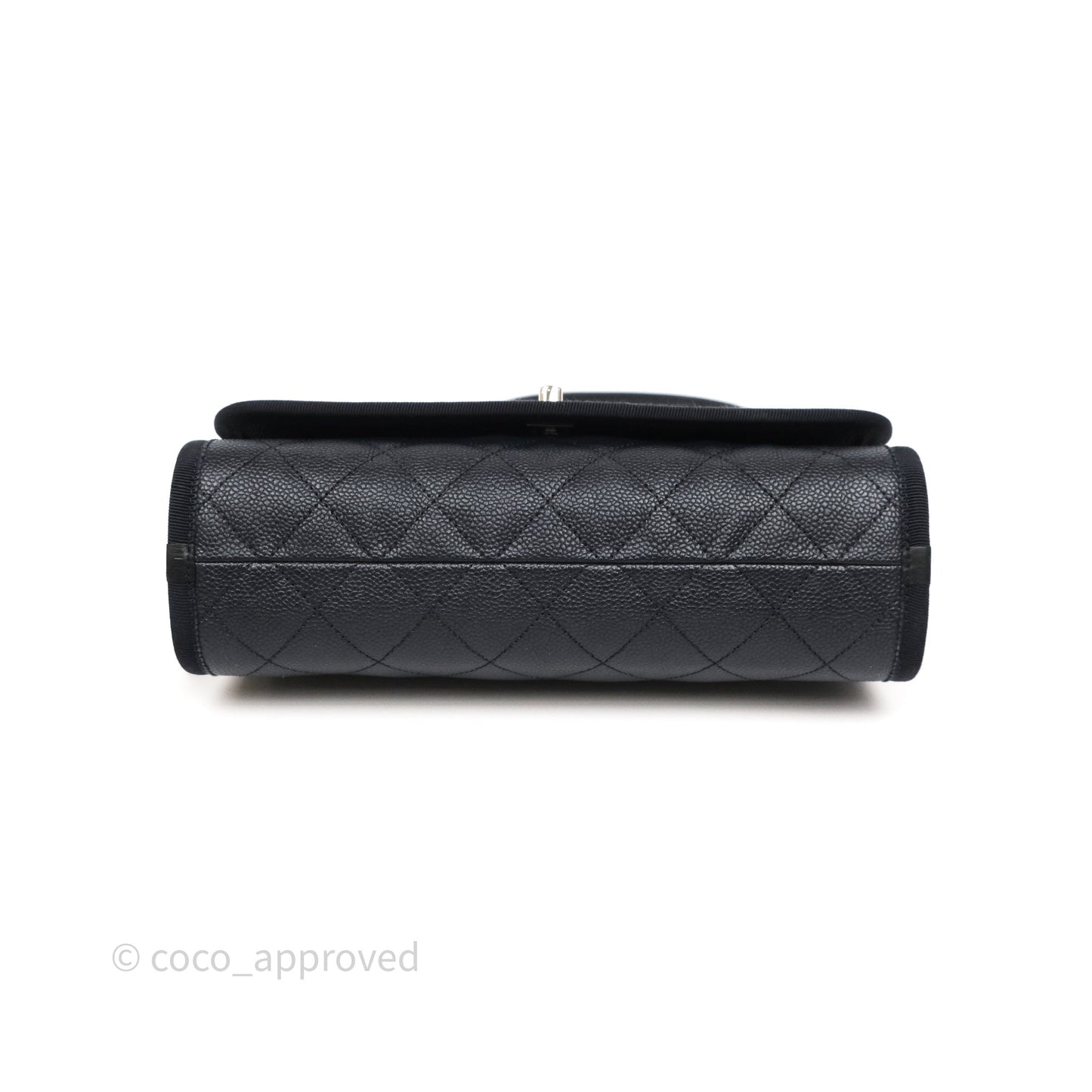 Chanel Top Handle Flap Bag Dark Navy Caviar Silver Hardware