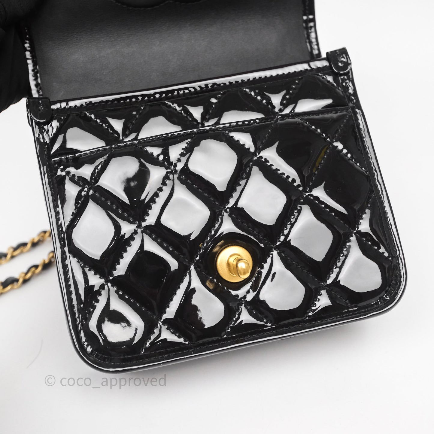 Chanel Mini School Memory Top Handle Flap Black Patent