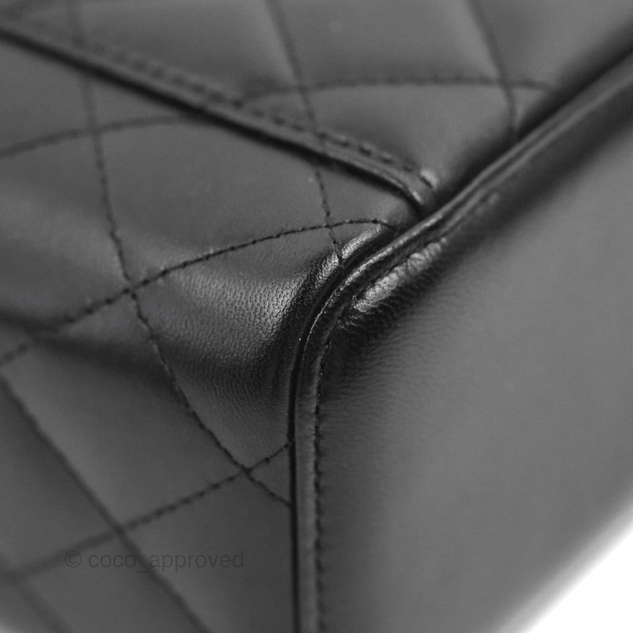 Chanel Vanity Rectangular Top Handle Black Lambskin Gold Hardware